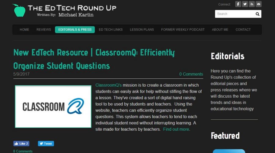 ClassroomQ Featured in The EdTech Round Up